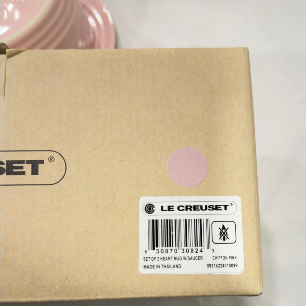 Le Creuset Chiffon Pink Heart Mug and Saucer Set - Picture 6 of 6